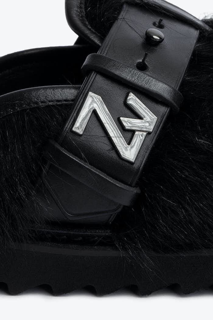 Alpha Mules Hairy Lambskin