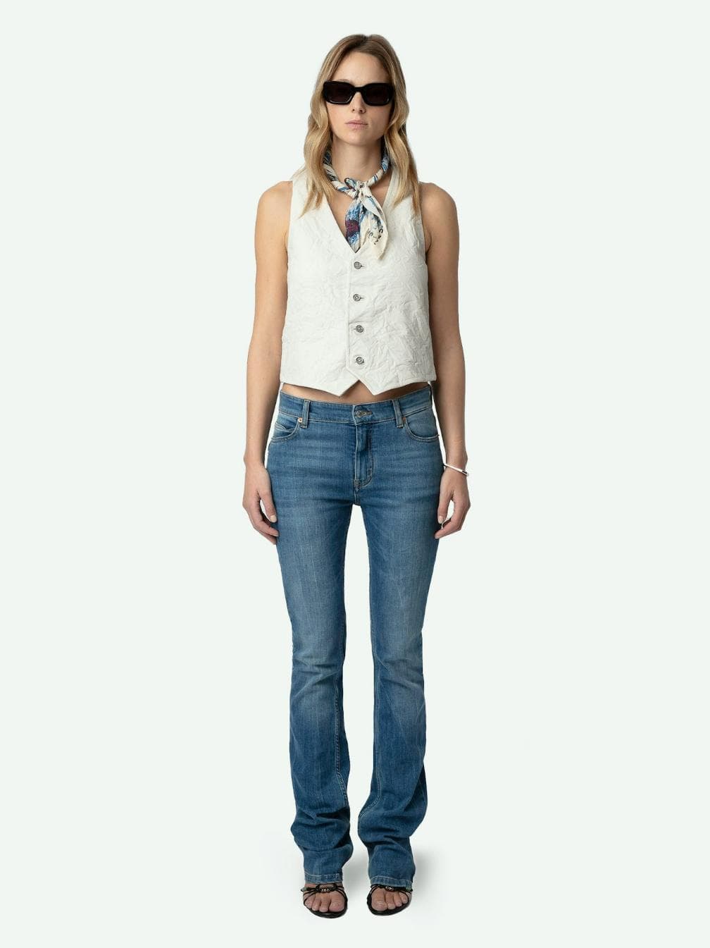 Emilie Crinkled Leather Vest
