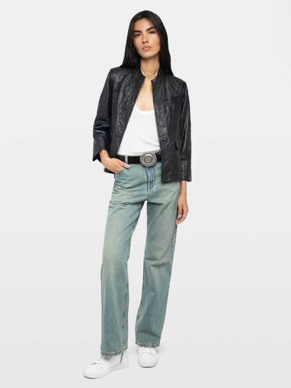 Veryn Creased Leather Blazer