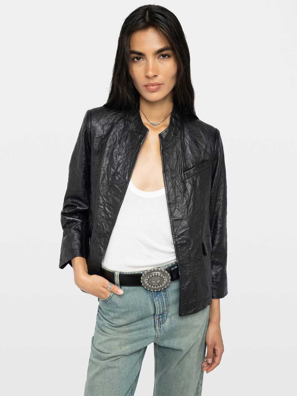 Veryn Creased Leather Blazer