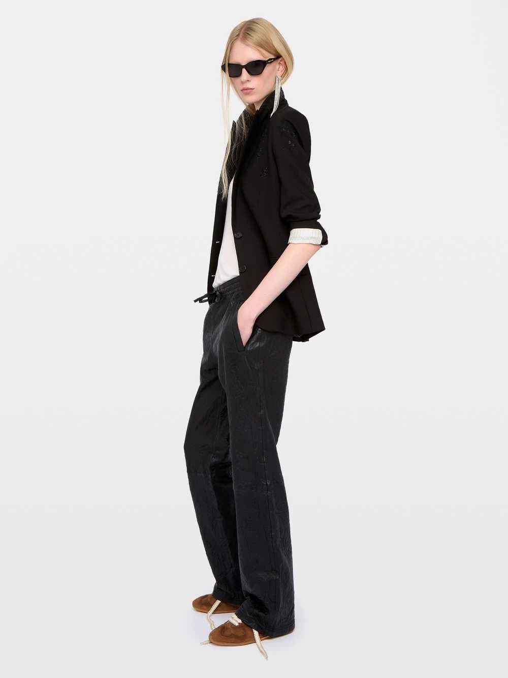 Pocha Crinkled Leather Trousers