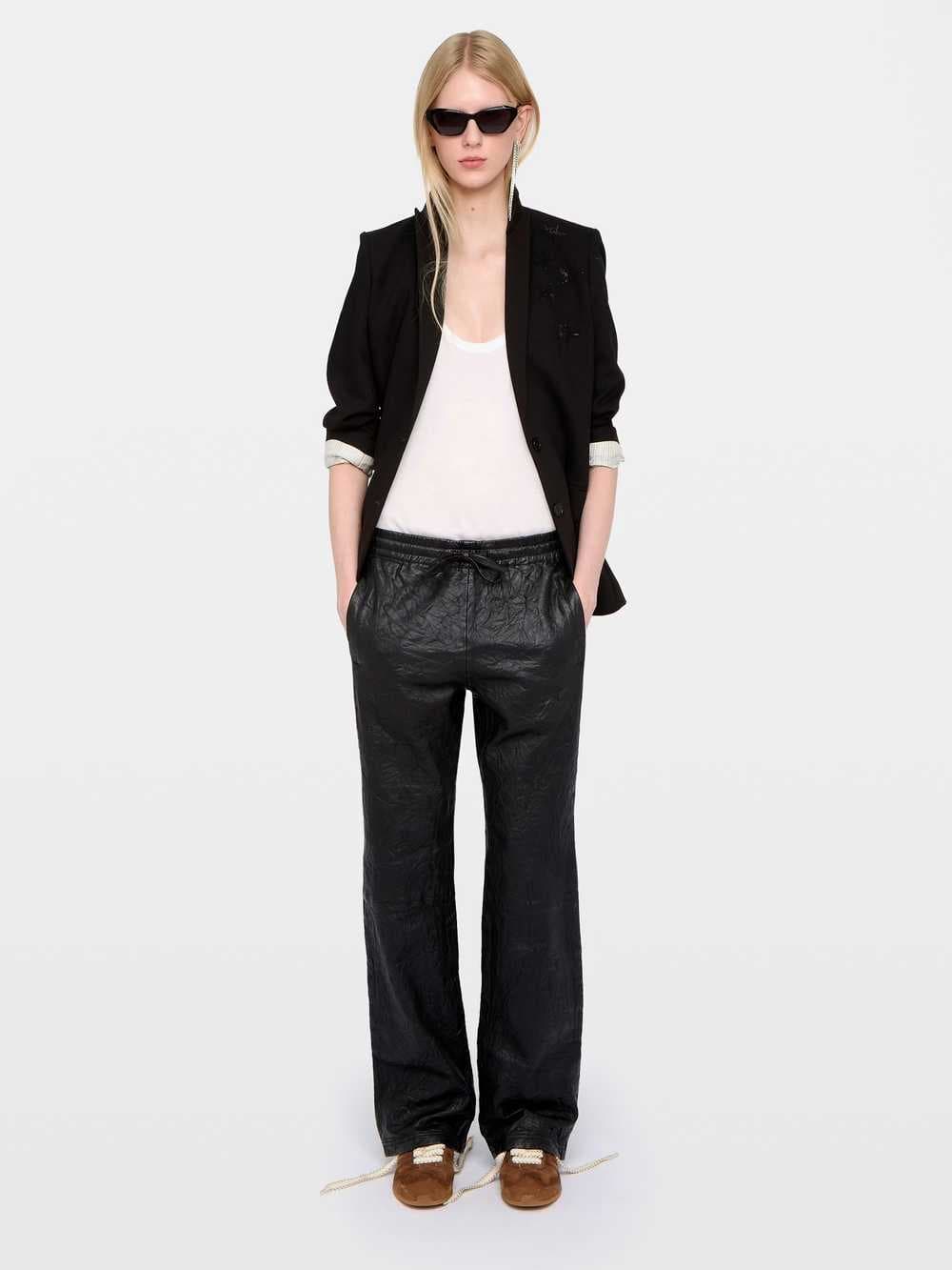 Pocha Crinkled Leather Trousers