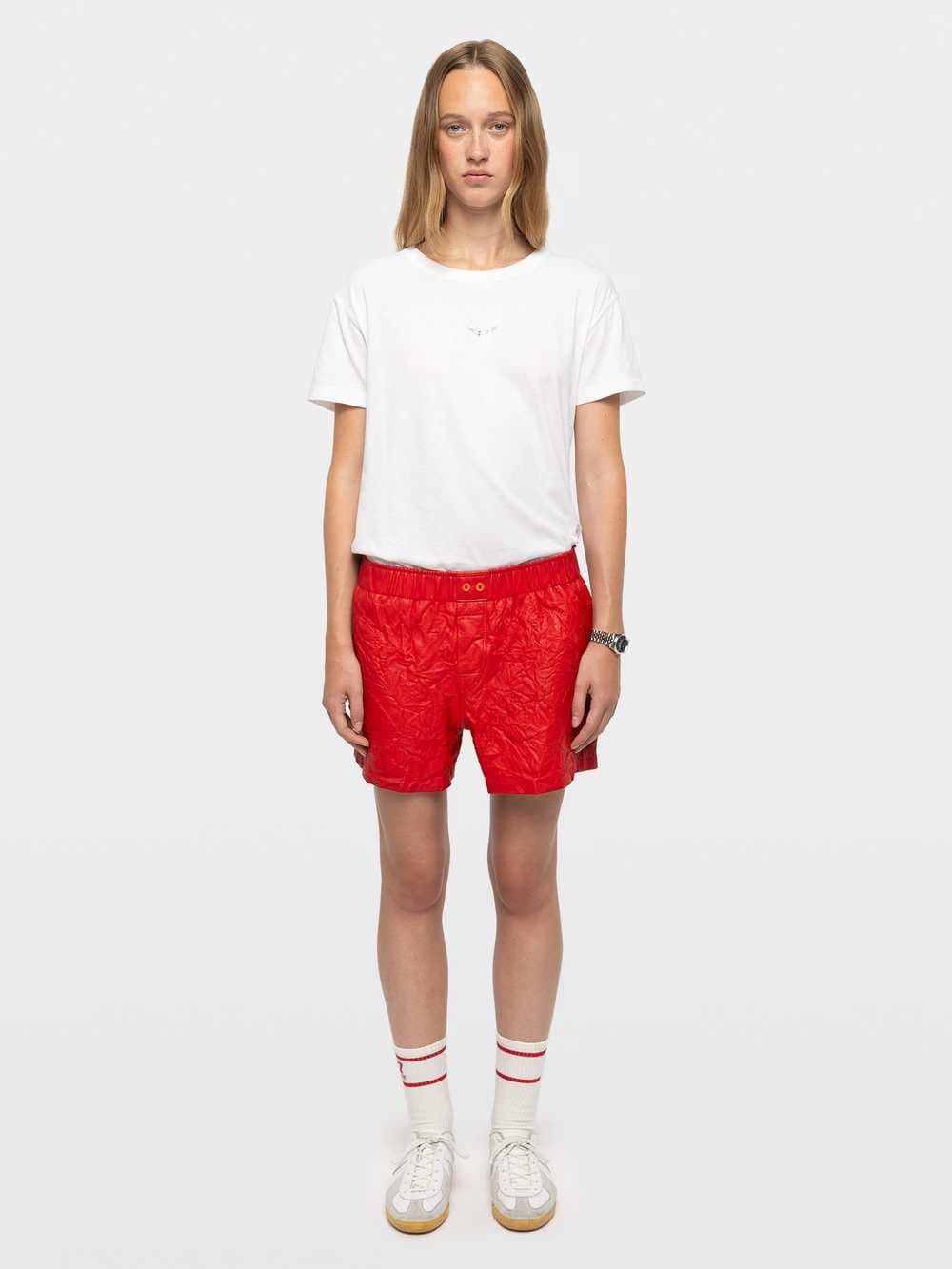 Pax Crinkled Leather Shorts