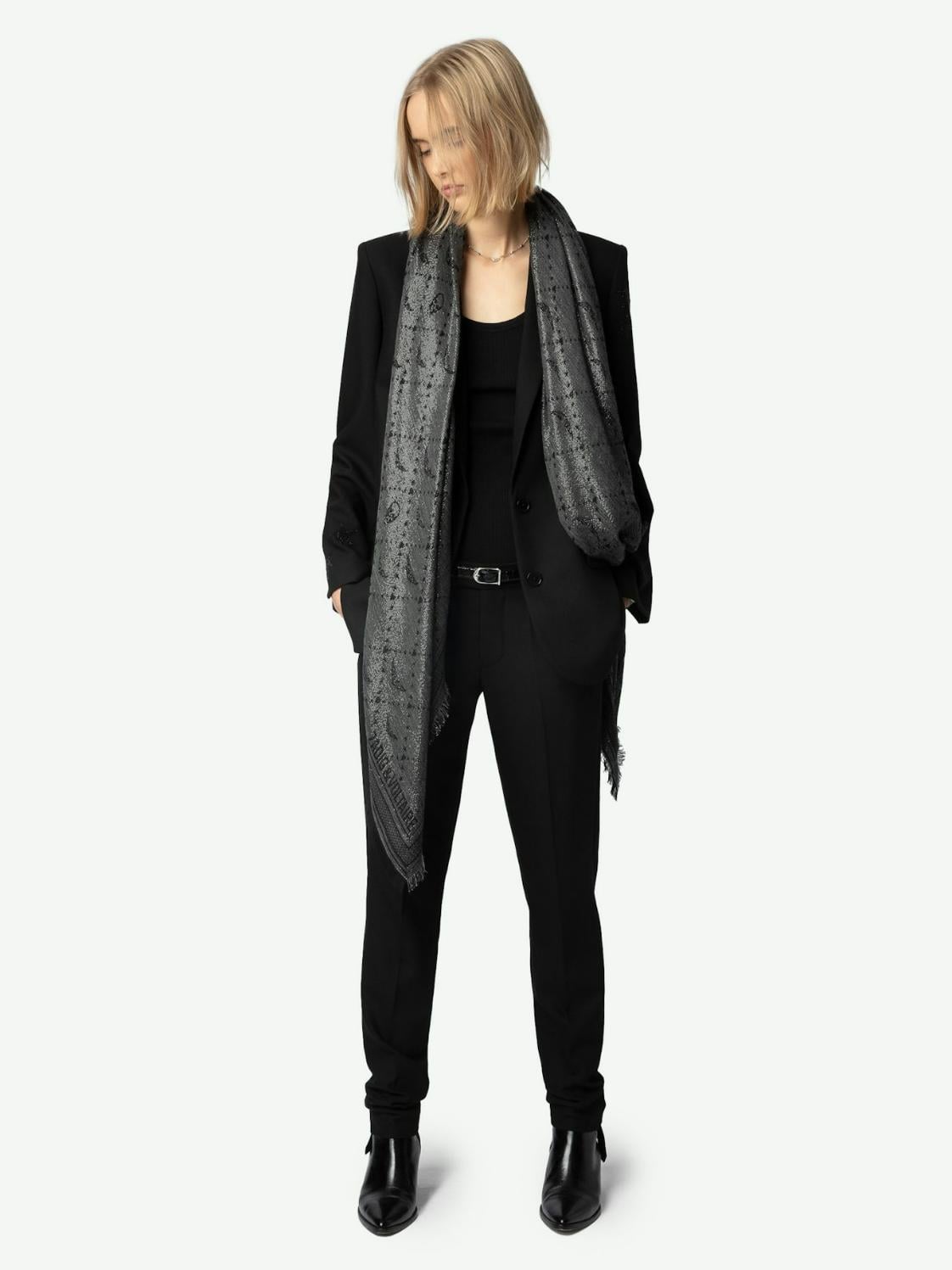 Glenn Monogram Metallic Scarf