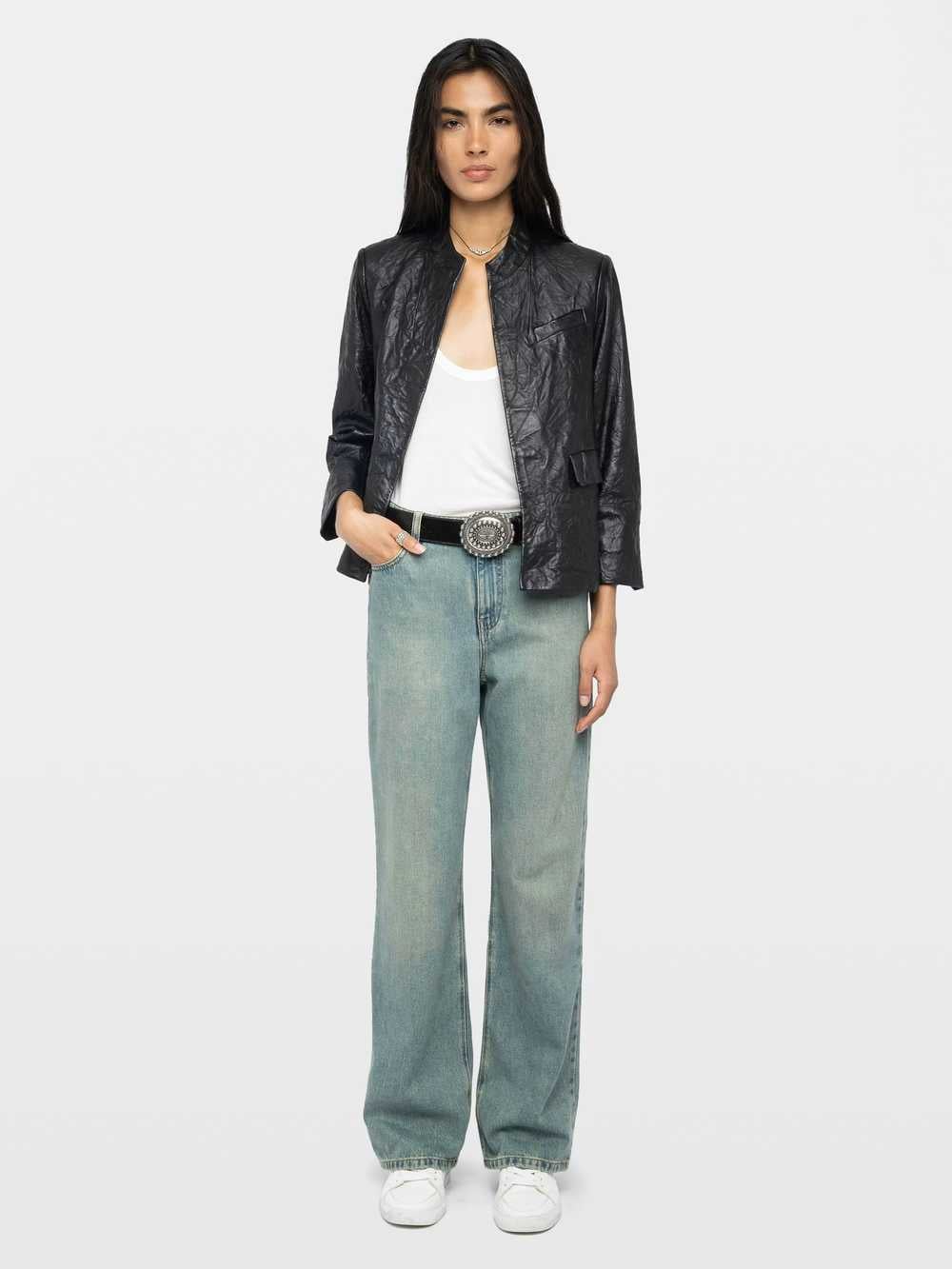 Veryn Creased Leather Blazer