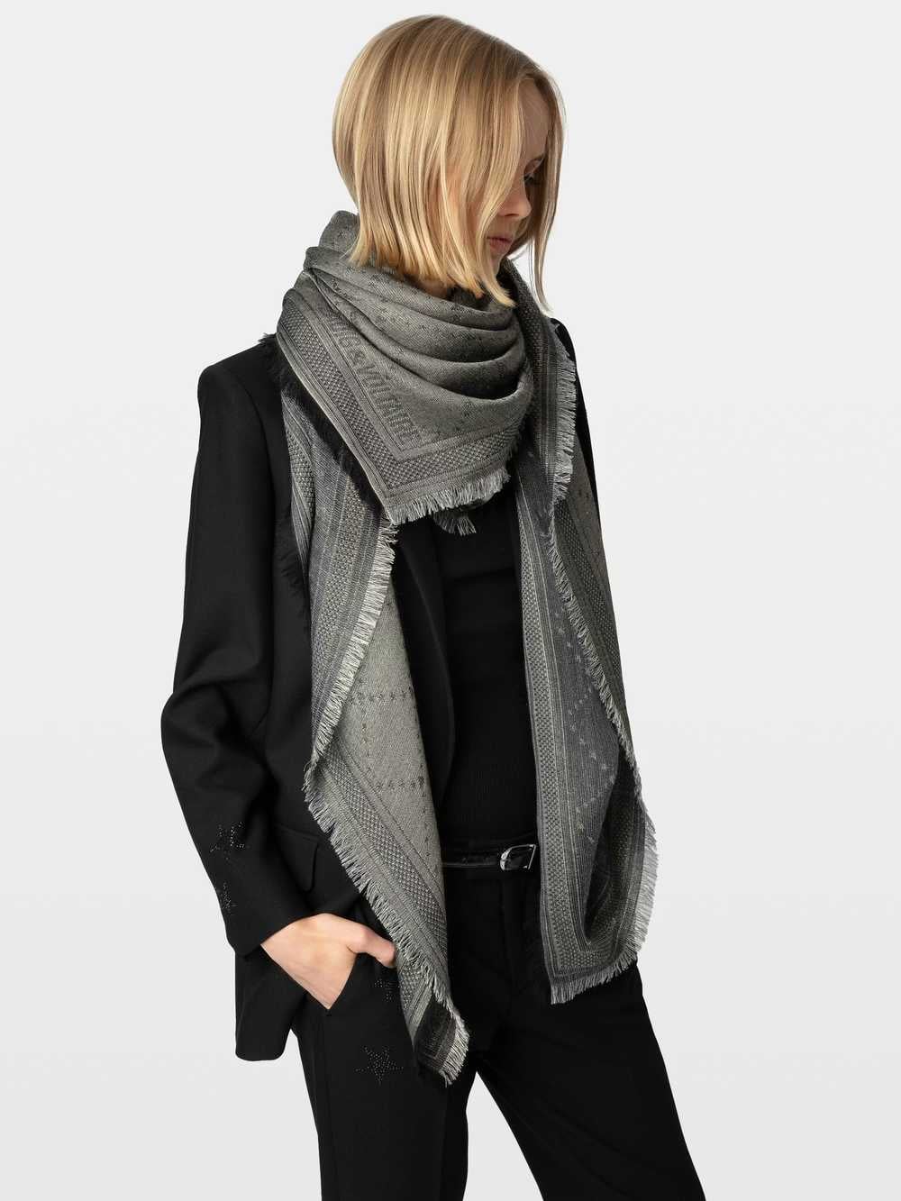 Glenn Monogram Metallic Scarf