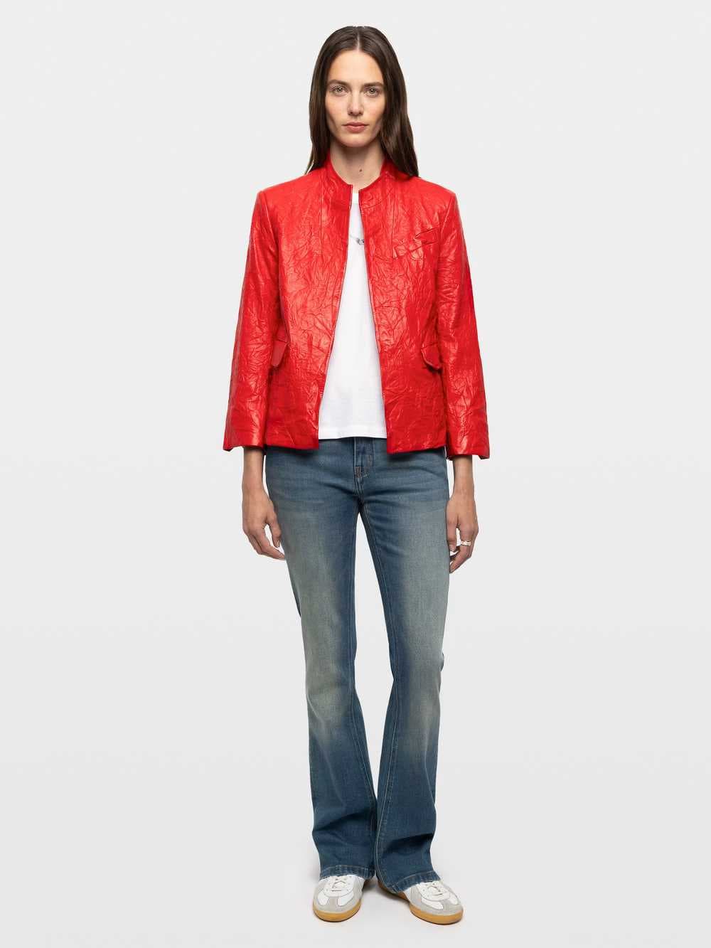 Veryn Creased Leather Blazer