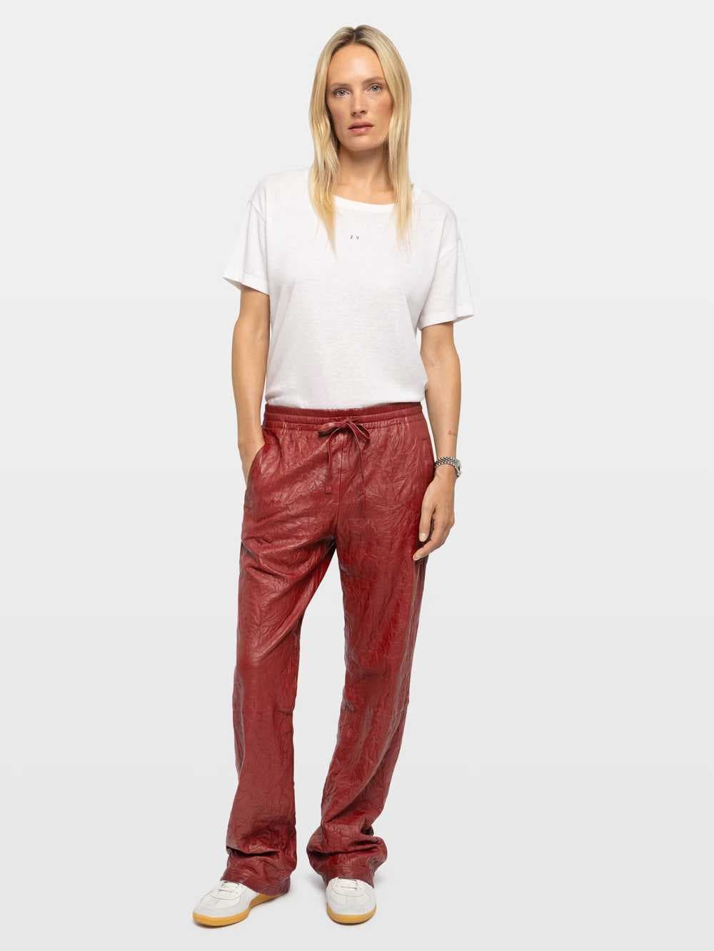 Pocha Crinkled Leather Trousers